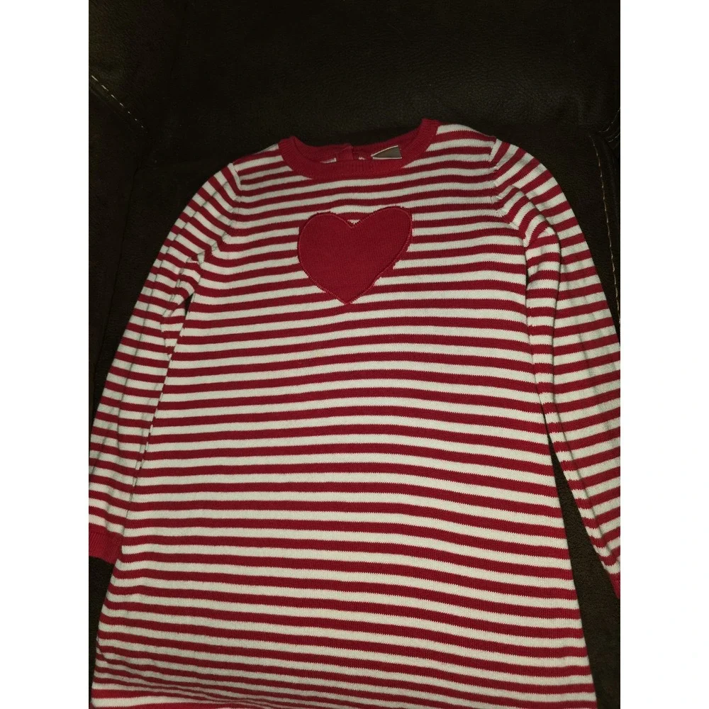 Gymboree valentine's day red white striped sweater‎ dress heart size 5t